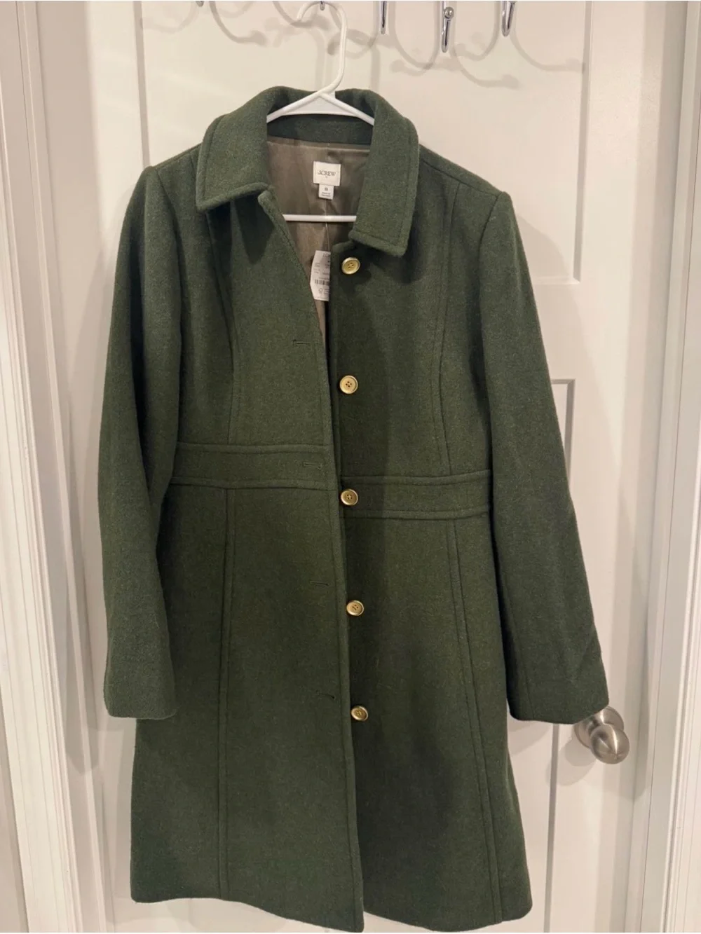 J. Crew Factory - Olive Green Wool Blend Lady Coat - Picture 3 of 7